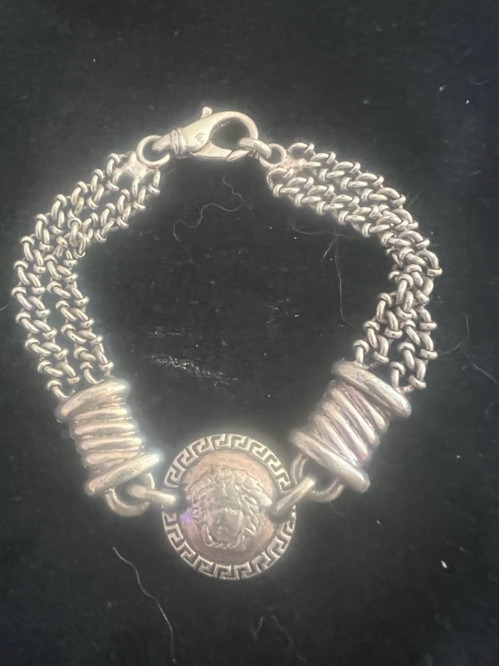 Vintage Versace Silver-Tone Medallion Charm Bracelet